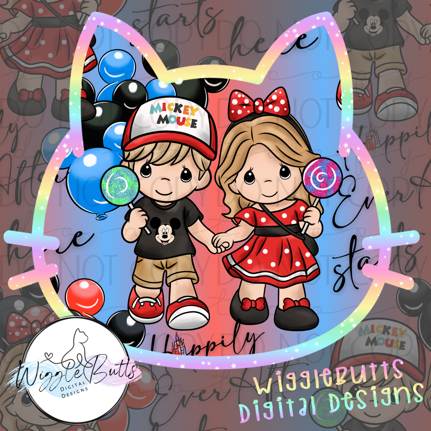 Precious Children Mouse and Friends Blue and Red Seamless File