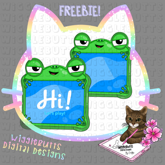 Green Frog Drawing Pad Toy ClipArt Piece Set
