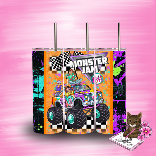 Anime Soda Boys Monster Truck 20oz Tumbler Wrap PNG Design