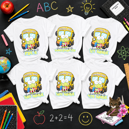 Kitty and Friends Green Frog Back to School Grade Level Design Bundle