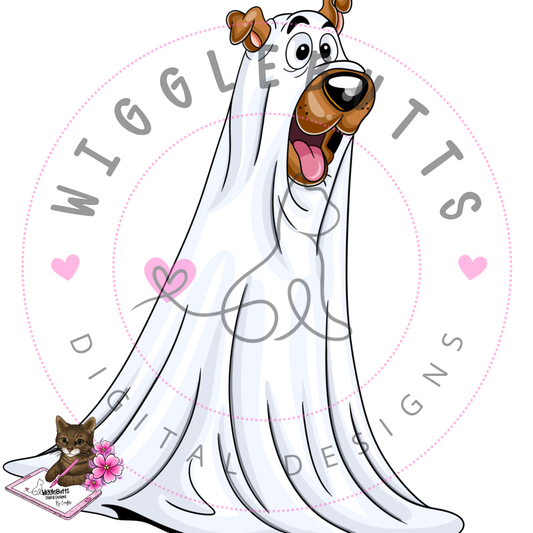 Retro Mystery Dog Ghost Halloween ClipArt Piece