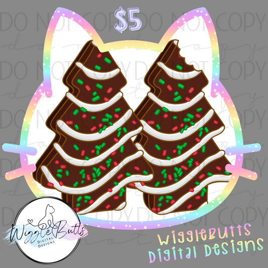 Christmas Tree Snack Cakes Chocolate ClipArt Bundle