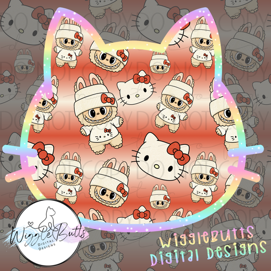 Anime Kitty and Friends Little Monsters Seamless File