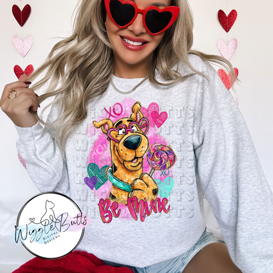 Retro Brown Dog Valentine's Day Sucker PNG Design