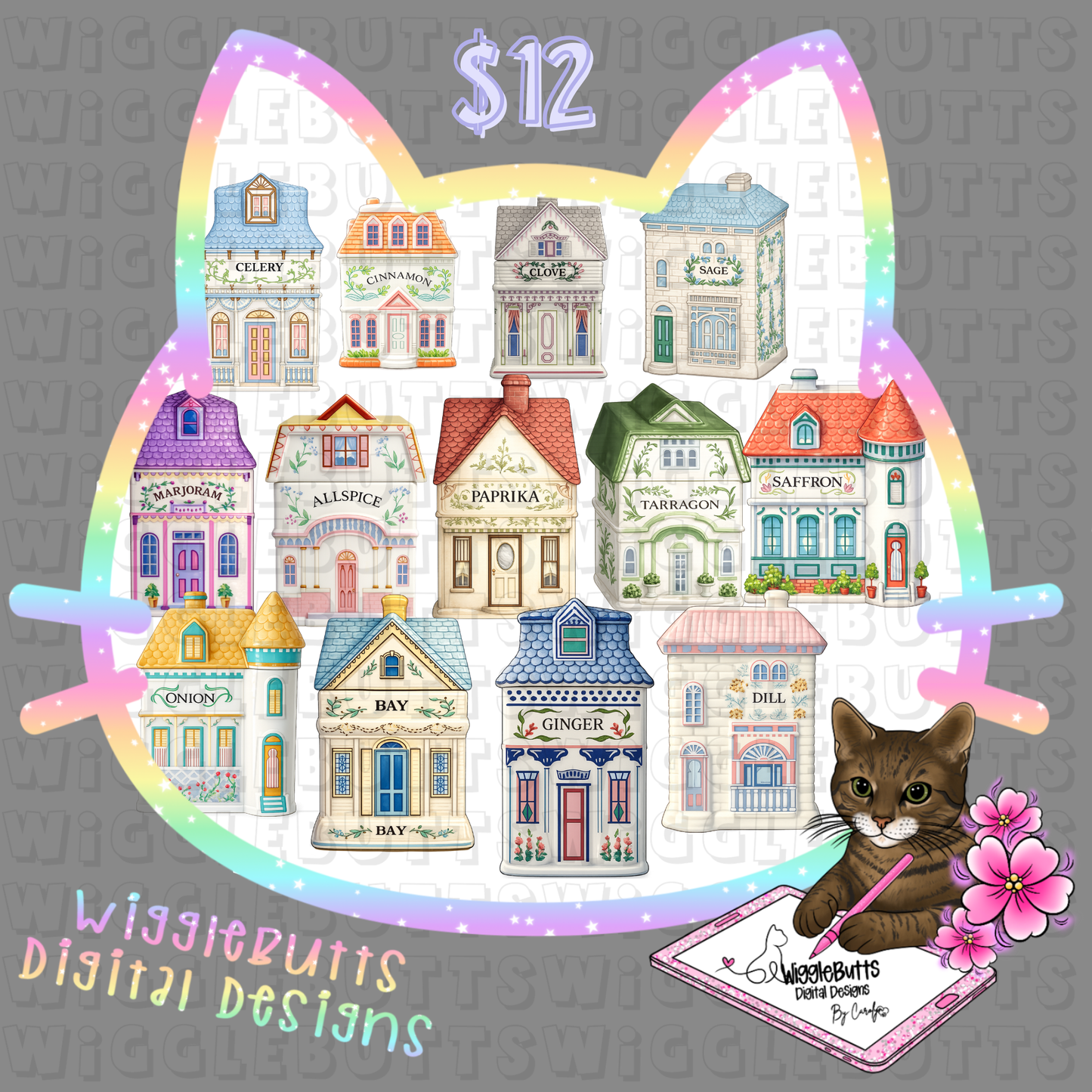 Spice Village Spice Jars AI Assisted ClipArt Bundle