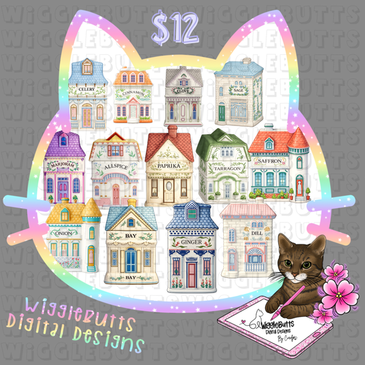 Spice Village Spice Jars AI Assisted ClipArt Bundle