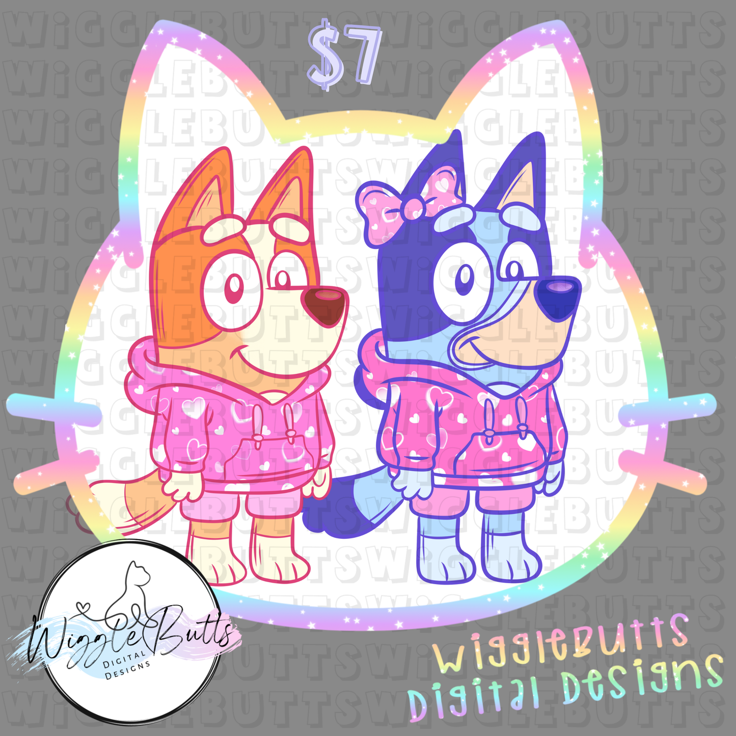 Blue Dog Puppies Orange Dog Valentine's Day Hoodies ClipArt Bundle