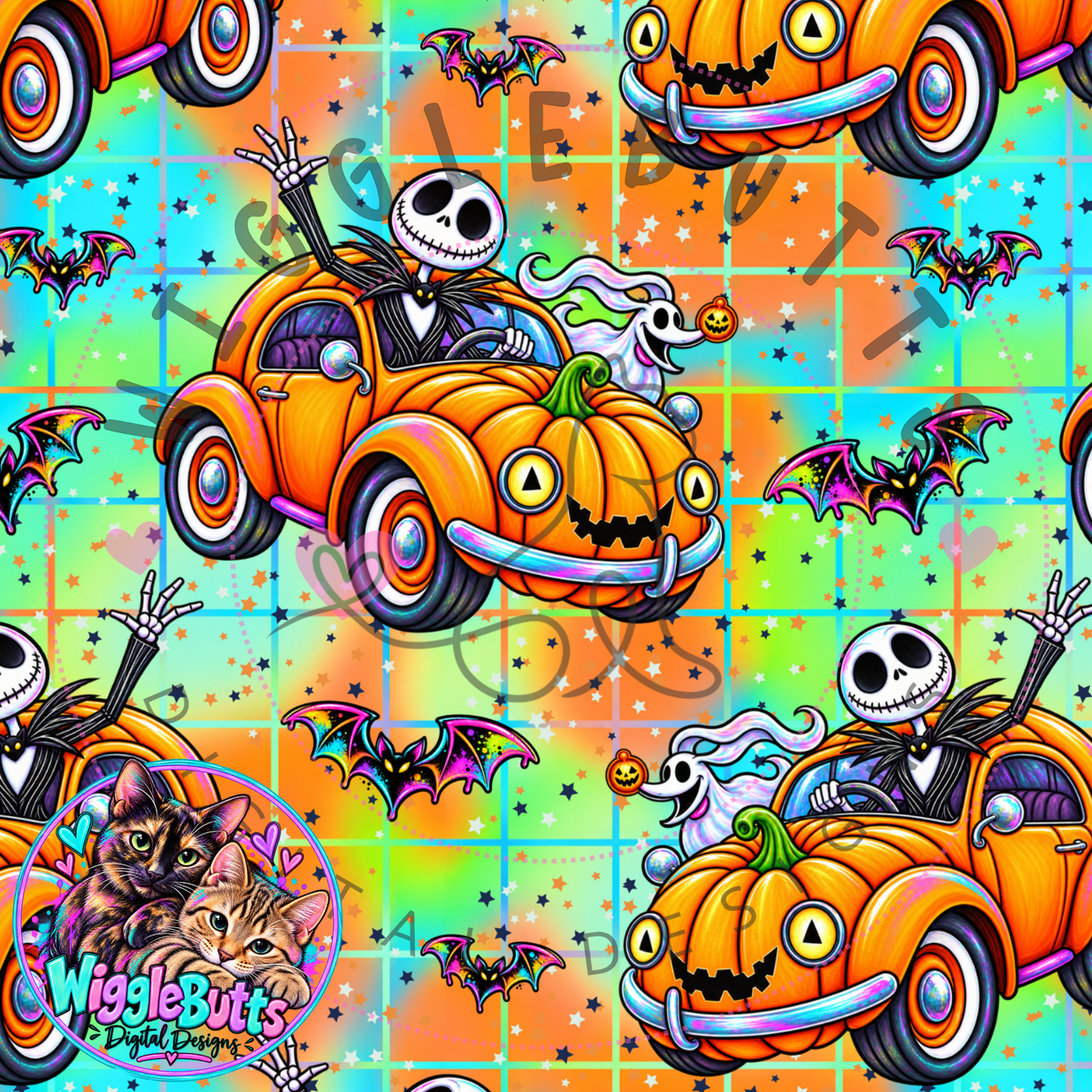 Christmas Halloween Movie pumpkin car Seamless File PNG Design