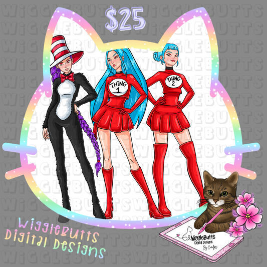 Anime Hunter Girls Book Reading 3 Piece Semi Exclusive ClipArt Bundle