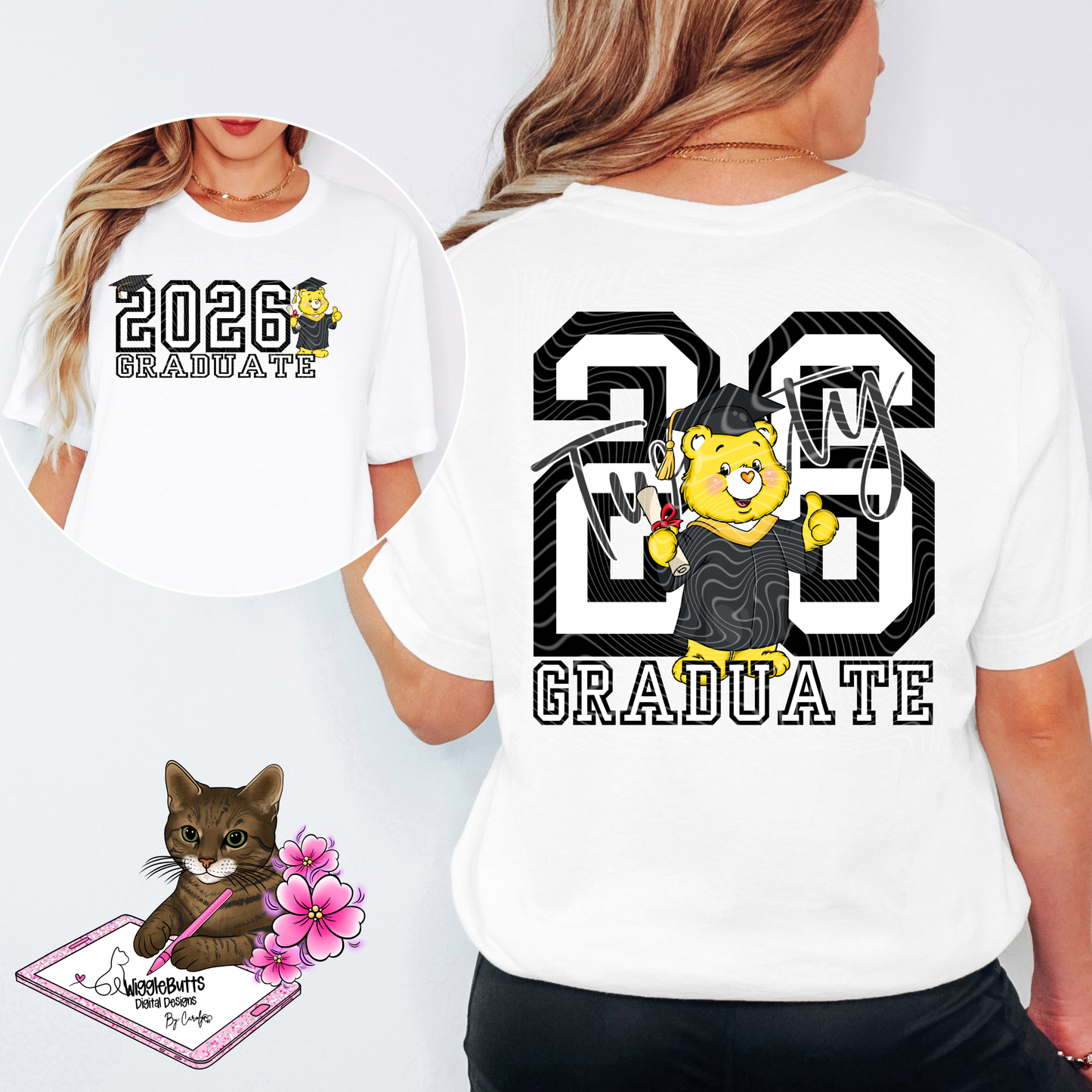 Retro 80s 90s Colorful Bears Graduate Graduation Solo Design Bundle