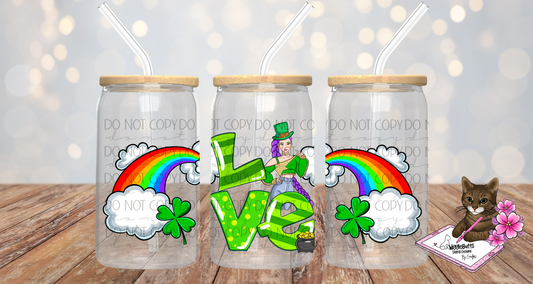 Anime Hunter Girls Purple Hair St Saint Patrick's Day 16oz Cup Jar Wrap
