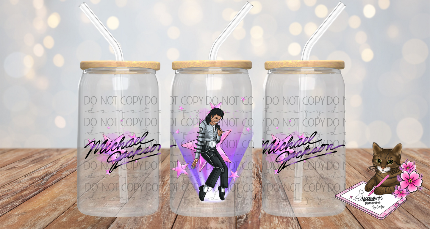 Pop Star Purple/Pink 16oz Cup/Jar Wrap PNG Design