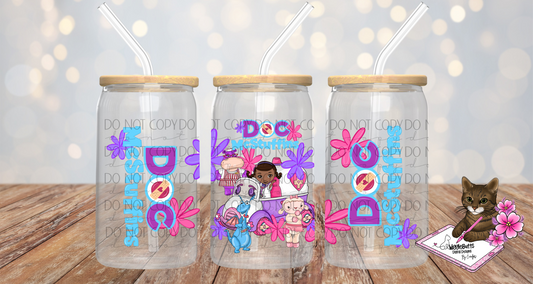 Little Animal Doctor 16oz Cup Jar Wrap PNG Design