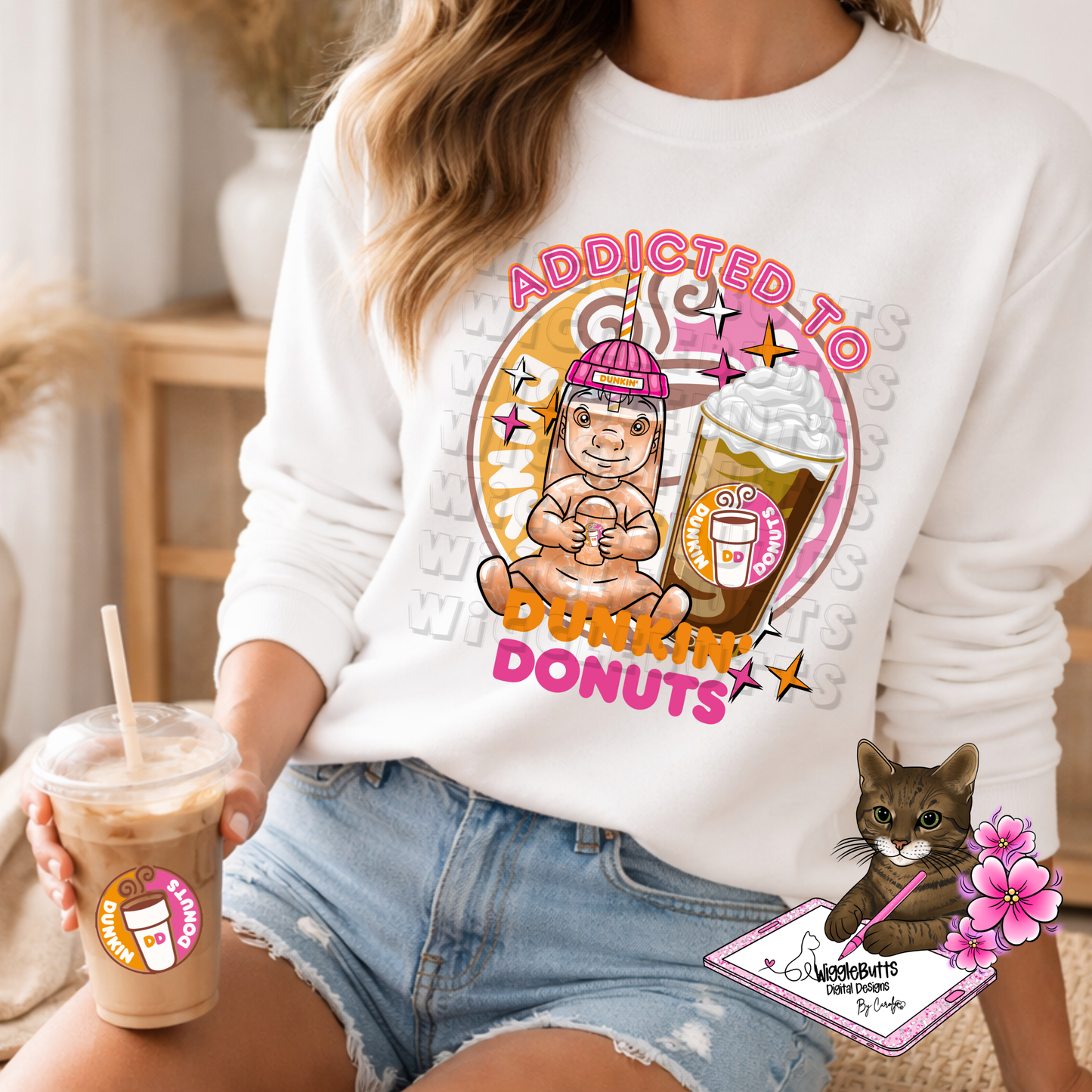 Coffee Lovers Pink and Orange Character Cups Solo Design Bundle