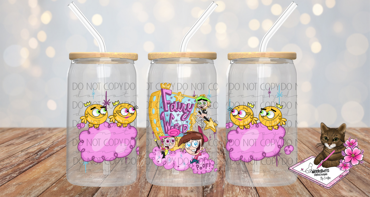 Fairy Parents World 16oz Cup/Jar Wrap PNG Design