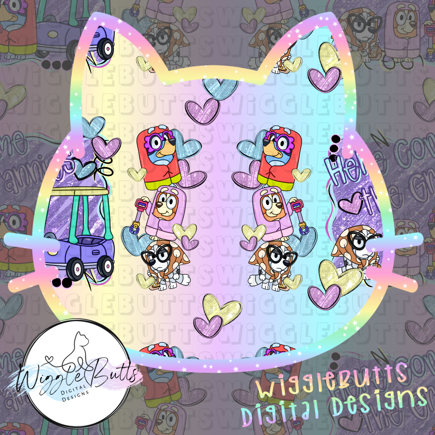 Blue Dog Puppies Grannies Seamless File