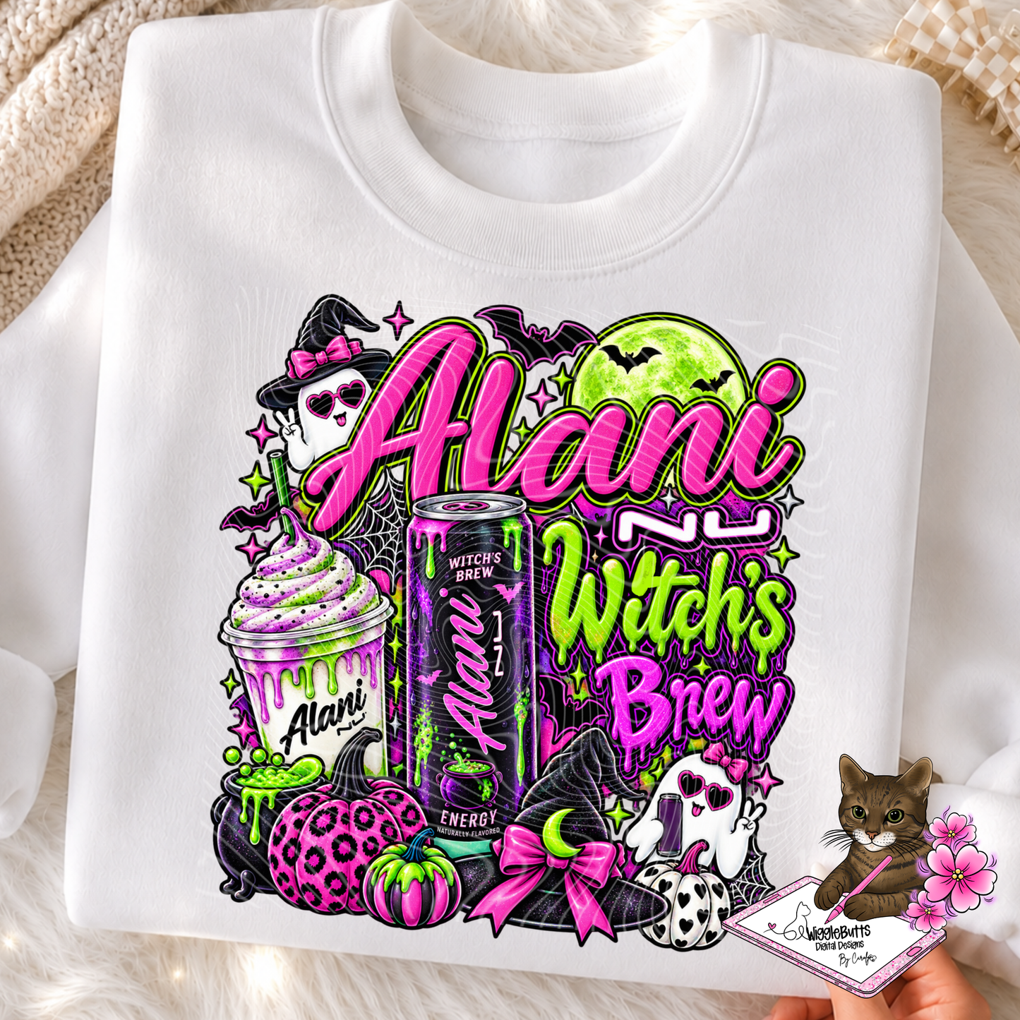 Energy Drink Witch Halloween Spooky Vibes PNG Design