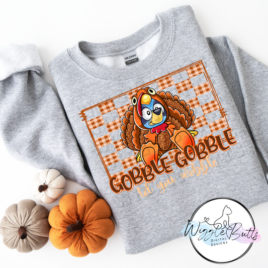 Blue Dog Puppies Blue Thanksgiving Turkey PNG Design