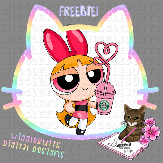 PP Girl Pink Boba Cup Coffee Lovers Green ClipArt Piece