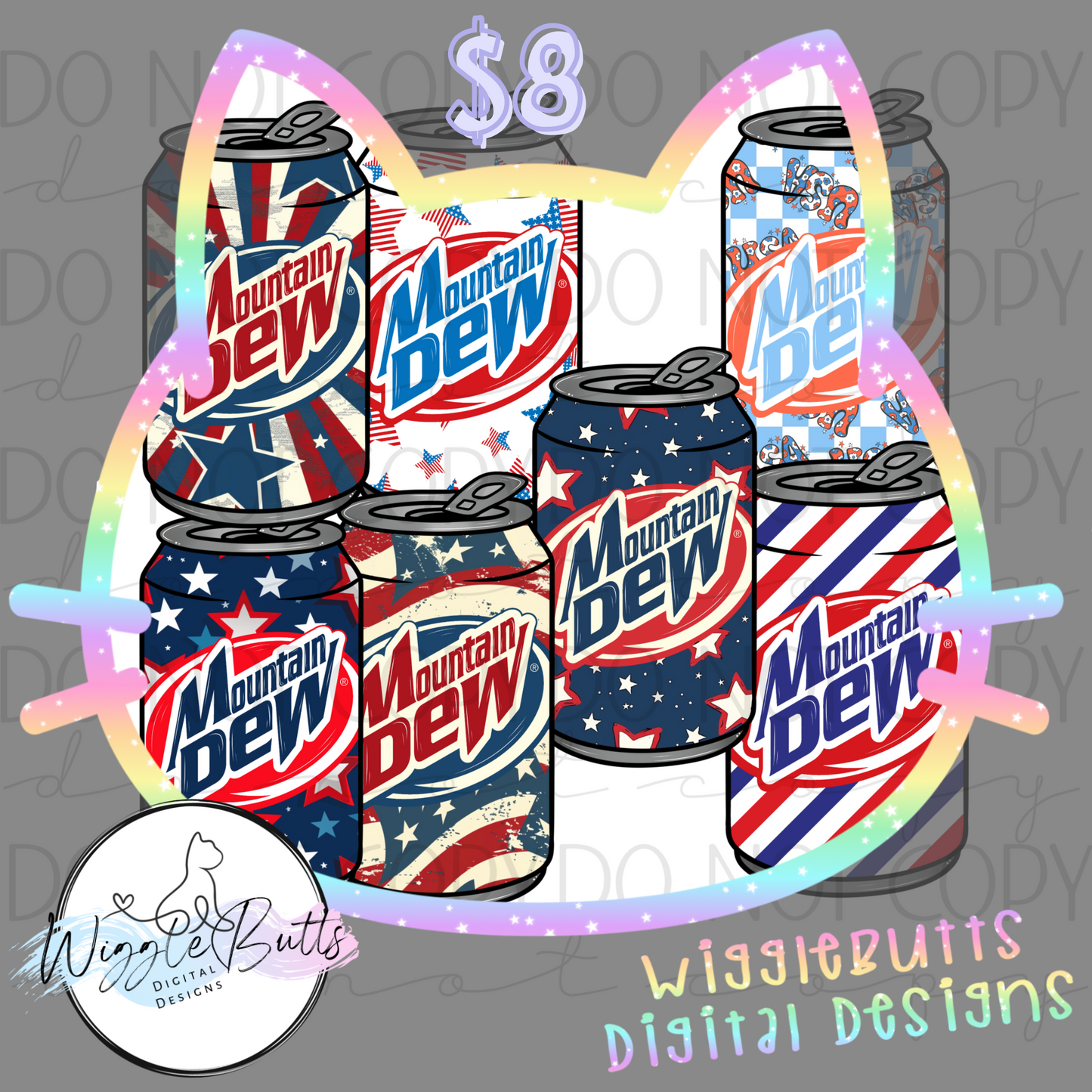 Boujee 4th of July Soda Cans ClipArt Bundle