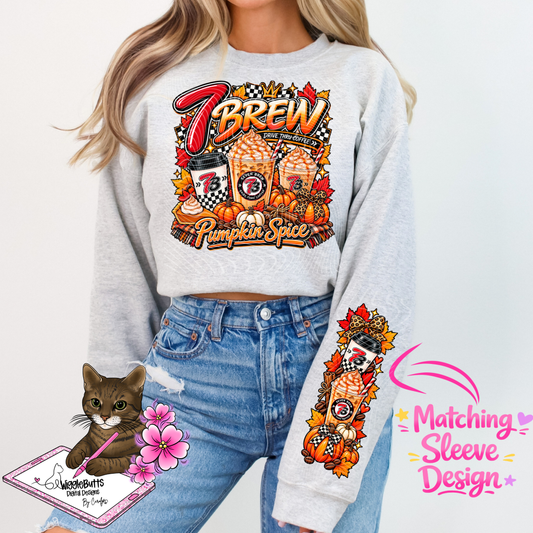 Coffee Lovers Maroon Pumpkin Spice Fall PNG Design and Matching PNG Sleeve Design