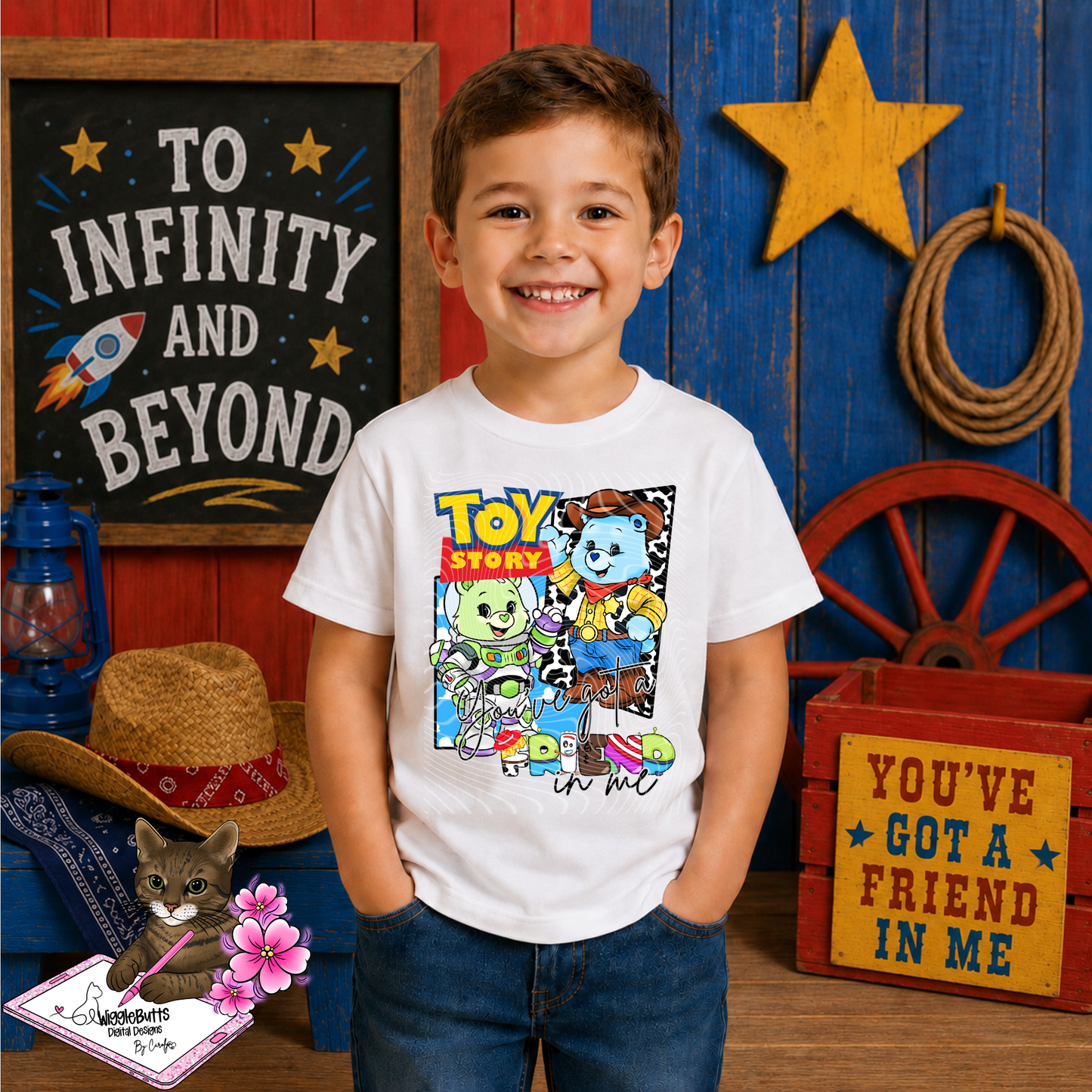Toys Number 5 Cowboy Retro Bears PNG Design