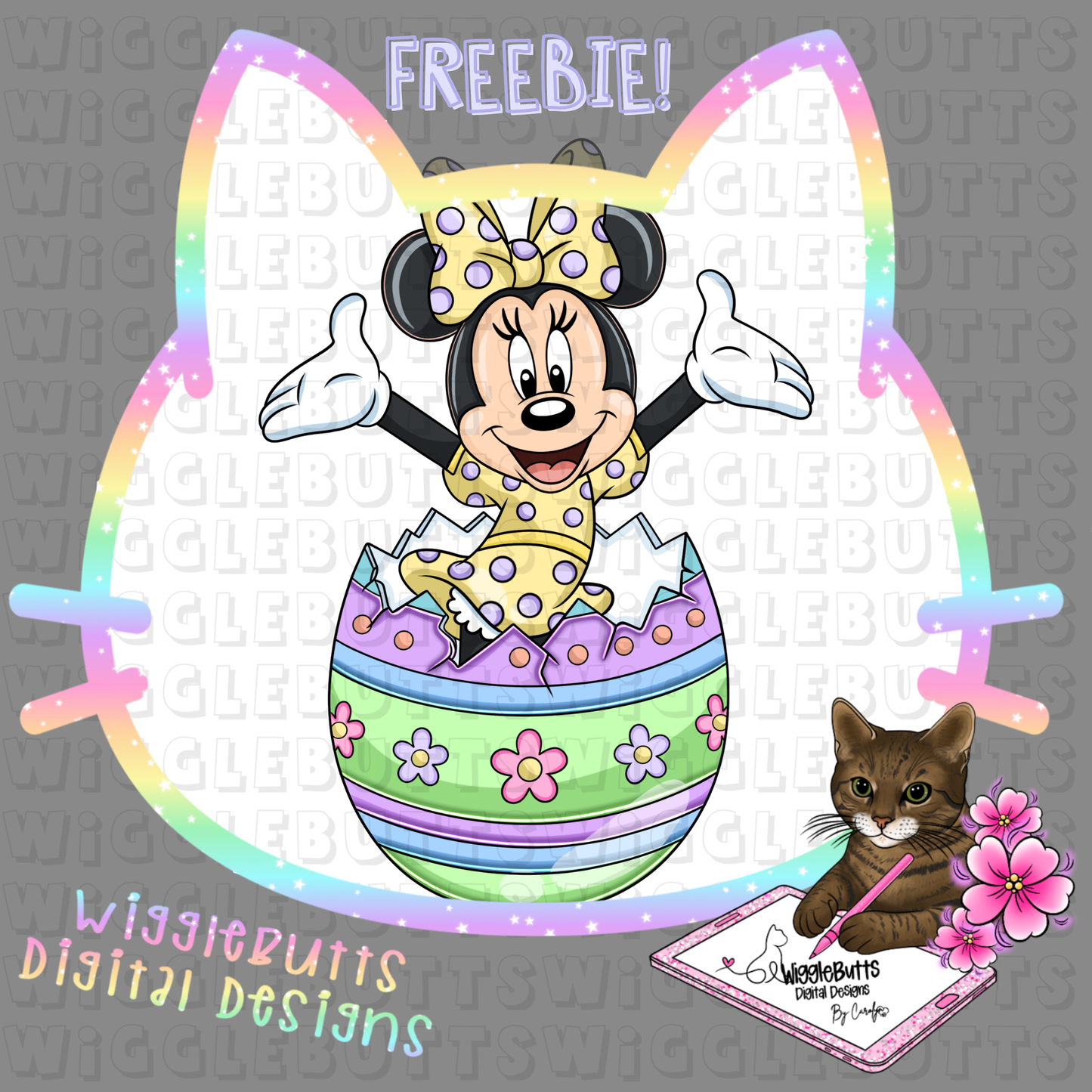 Mouse and Friends Easter Egg ClipArt Piece