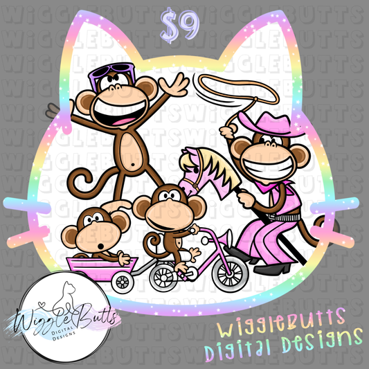 Retro Monkey ClipArt Bundle
