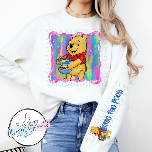 Honey Bear Colorful Painted Doodle PNG Design and Matching PNG Sleeve Design