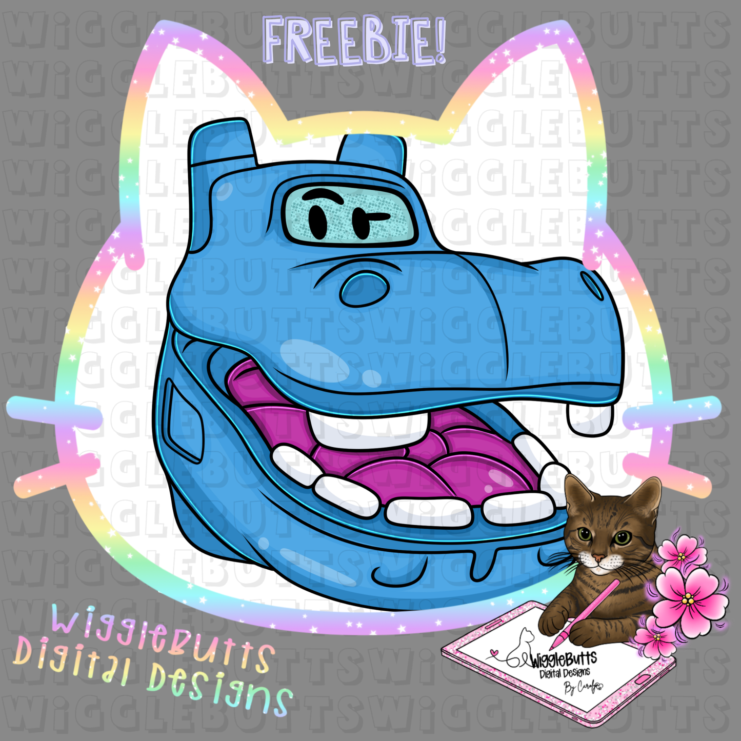 Blue Hippo Toy ClipArt Piece
