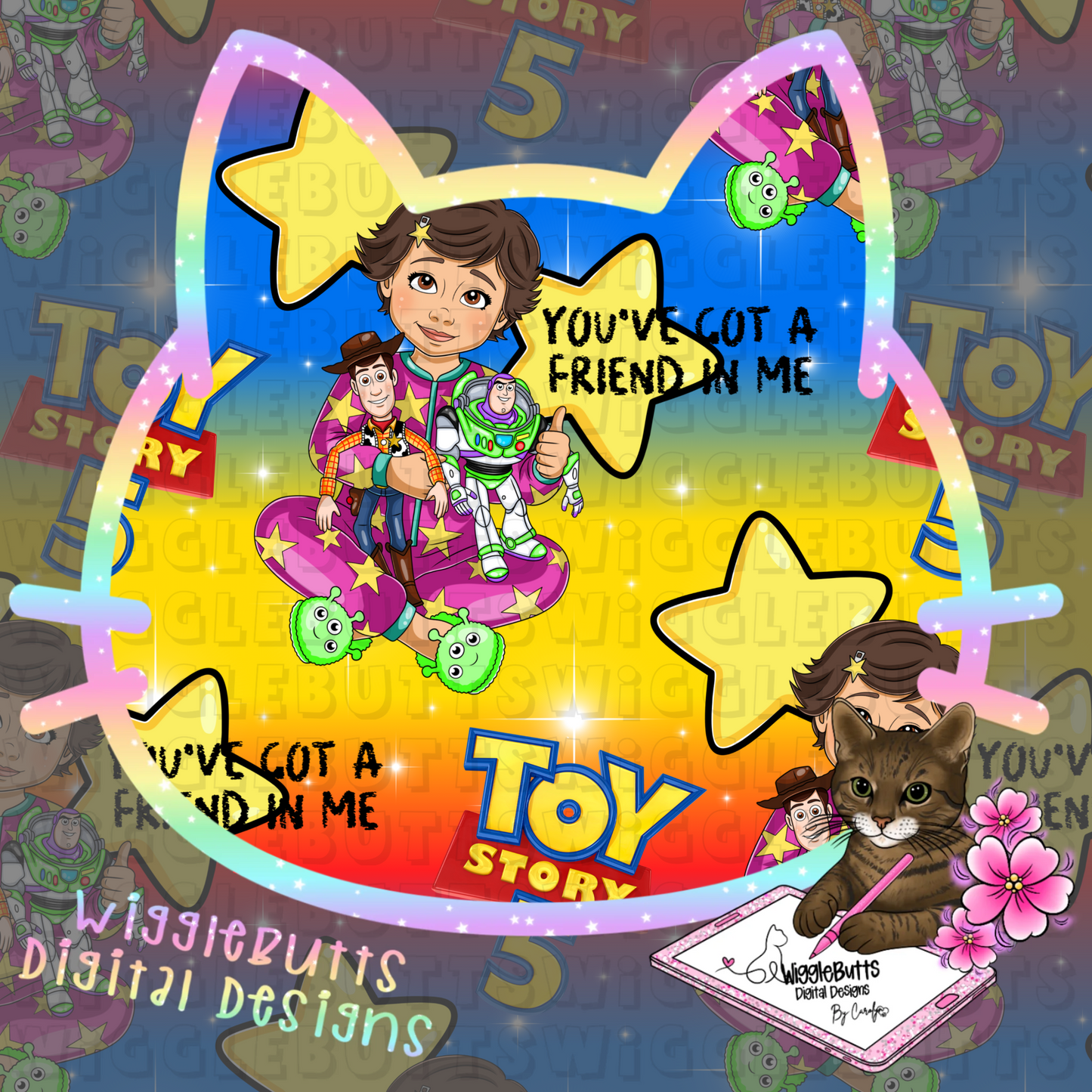 Toys Number 5 Pajama girl Red Blue Yellow Seamless File PNG Design