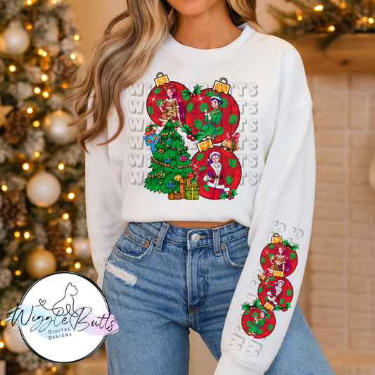 Anime Hunter Girls Christmas PNG Design and Matching PNG Sleeve Design