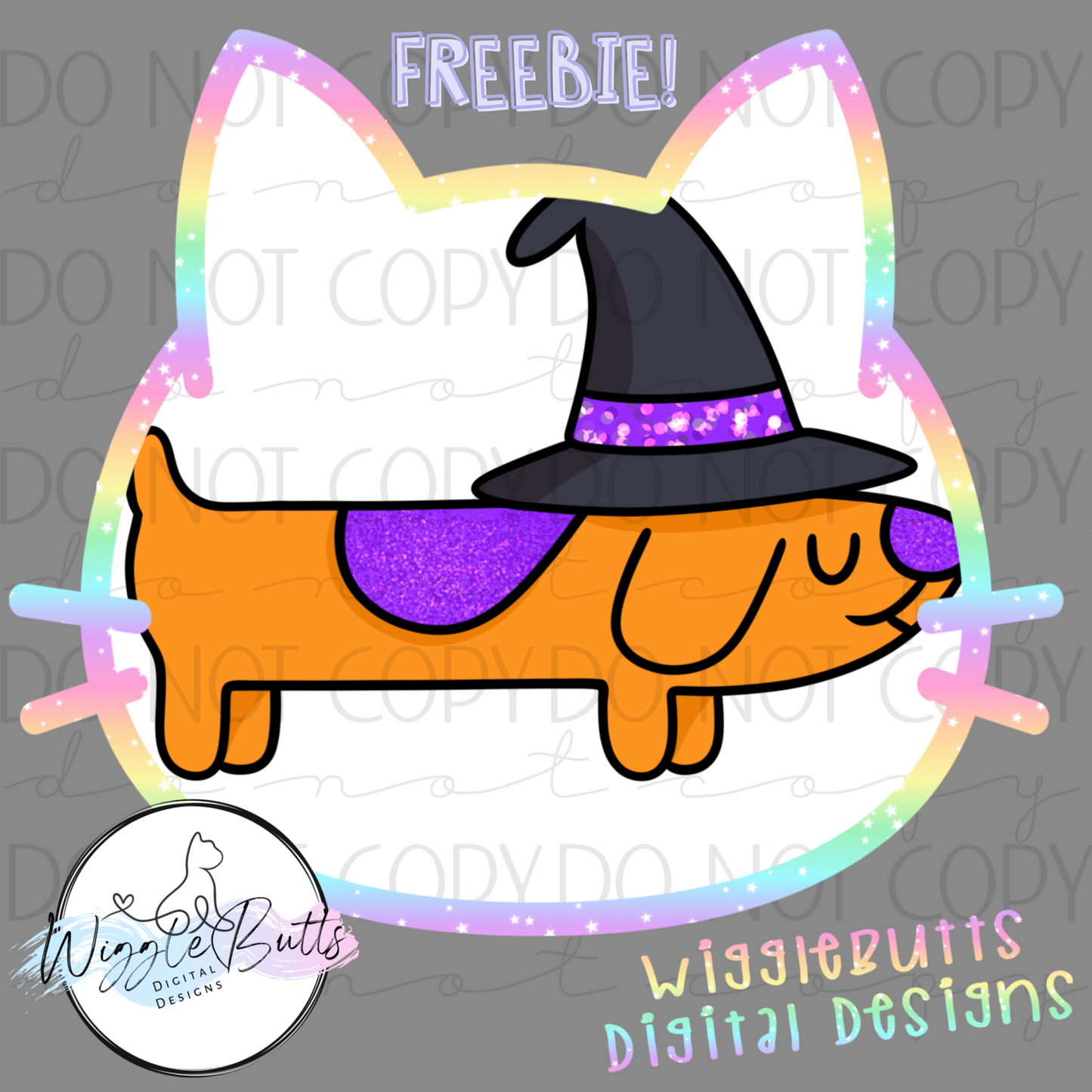Blue Dog Long Dog Witch Halloween ClipArt