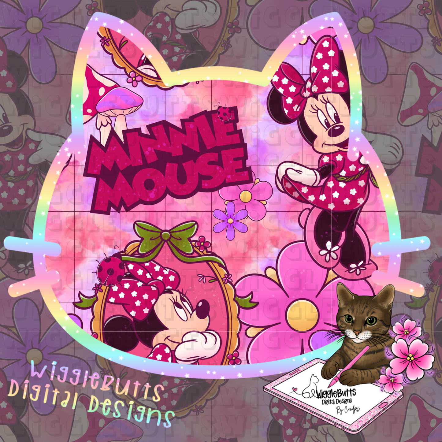 Mouse and Friends Floral Mushrooms Seamless File