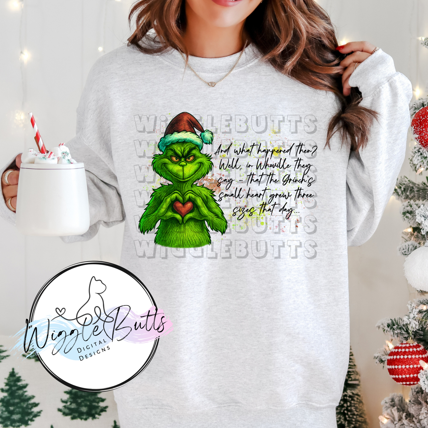 Green Guy Christmas Heart grew 3 sizes PNG Design