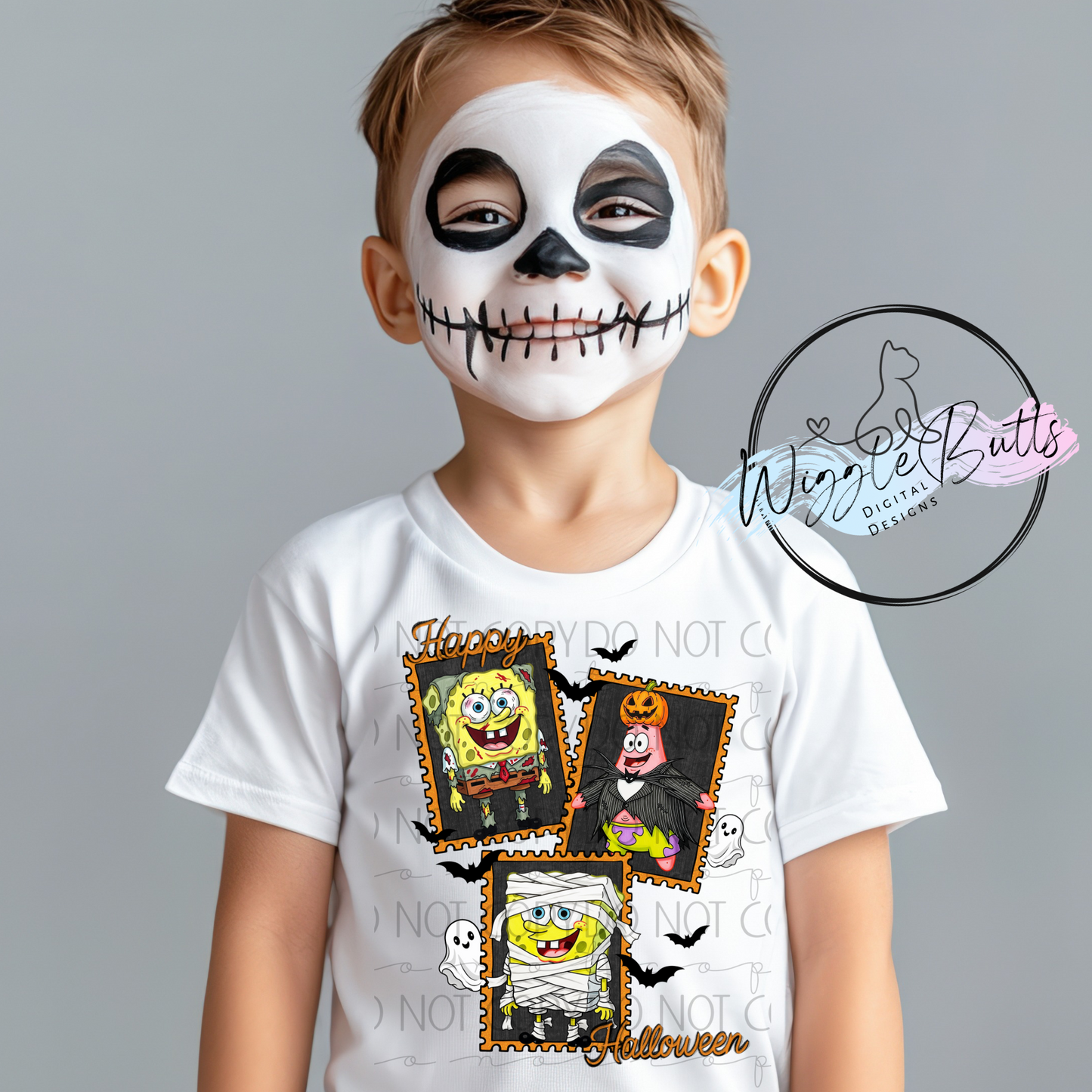 Yellow Sponge Happy Halloween PNG Design