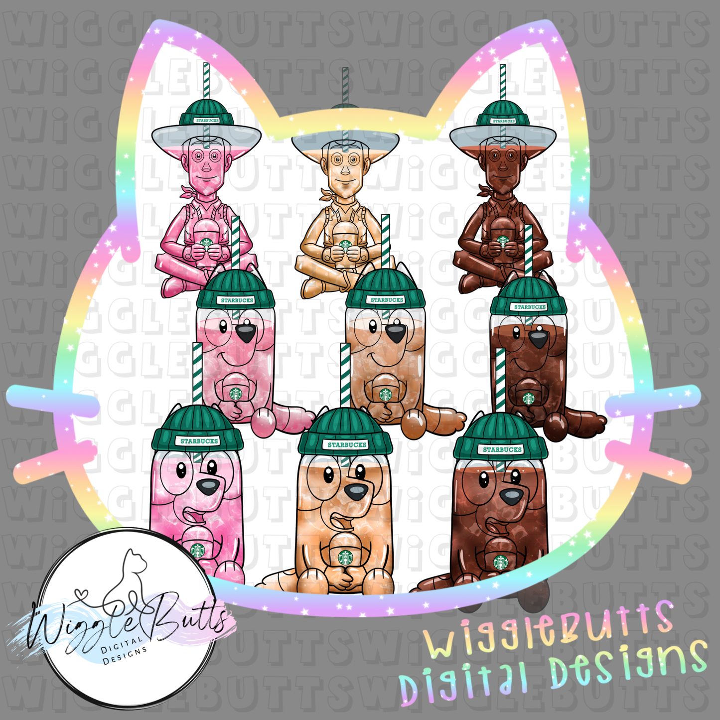 Coffee Lovers Character Cups and Matching Elements Semi Exclusive ClipArt Bundle
