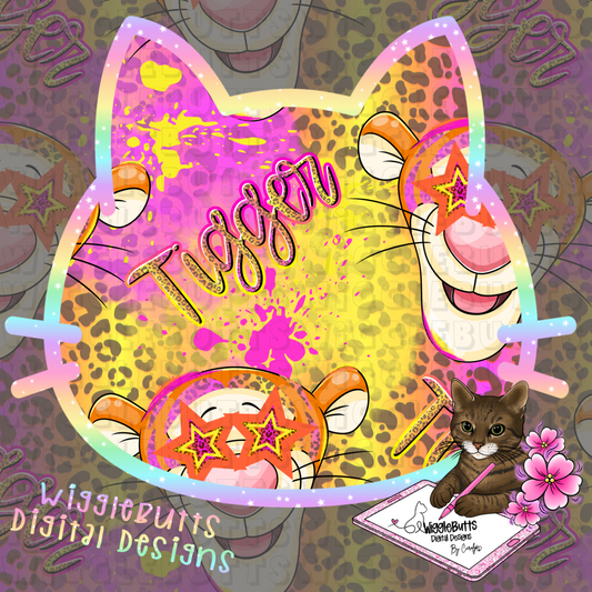 Honey Bear and Friends Tiger Pink Stars Cheetah Print Seamless File PNG Design