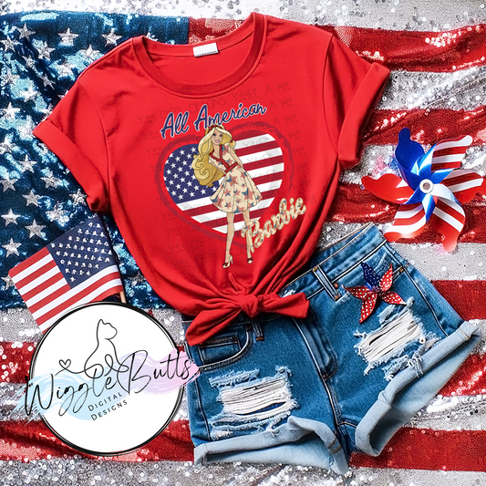 All American Blonde Girl 4th of July PNG Design