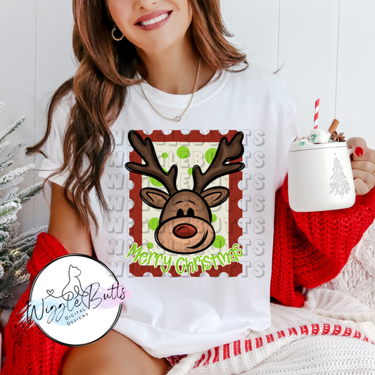 Painted Reindeer Christmas PNG Design