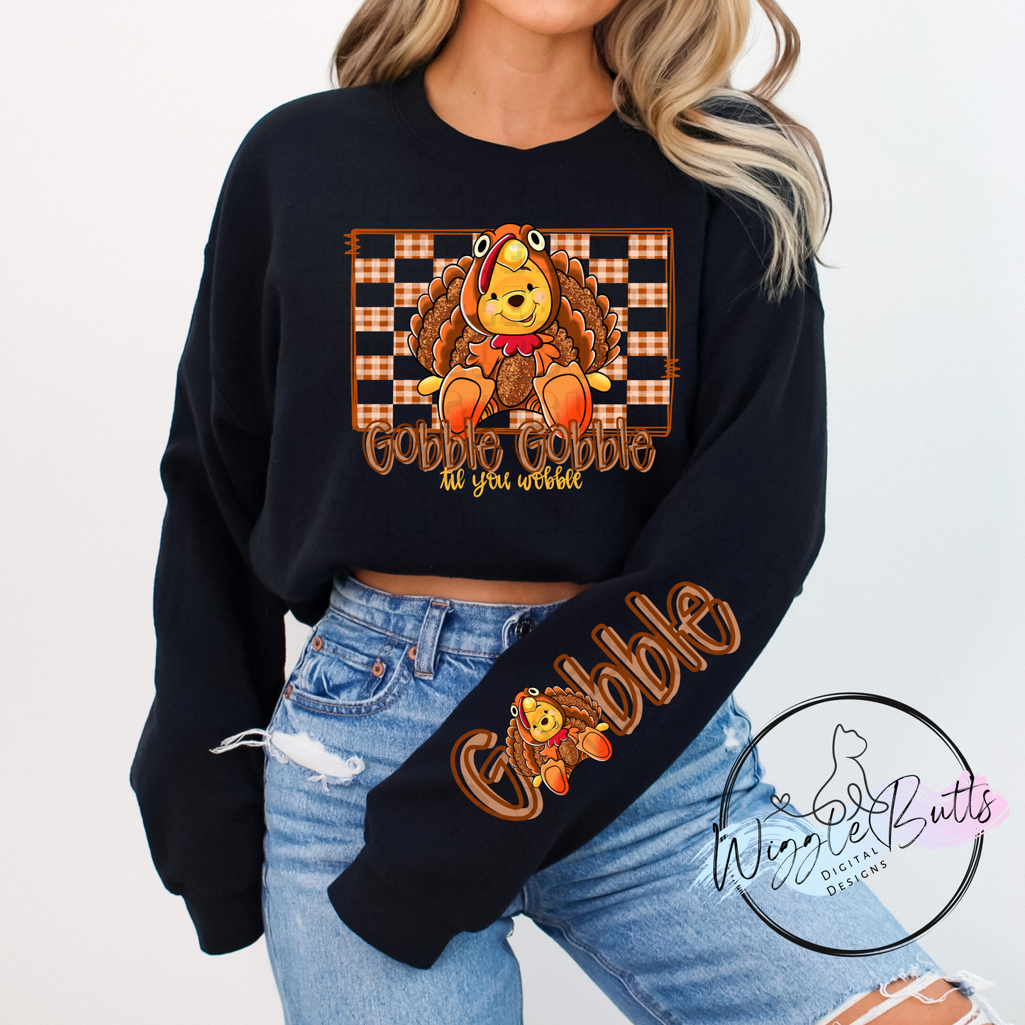 Honey Bear Thanksgiving Turkey PNG Design and Matching PNG Sleeve Design