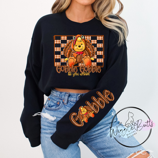 Honey Bear Thanksgiving Turkey PNG Design and Matching PNG Sleeve Design