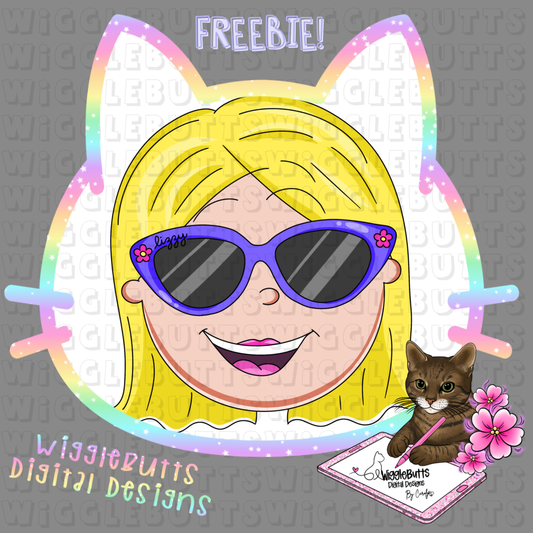 Old School Retro Girl LM Sunglasses ClipArt Piece