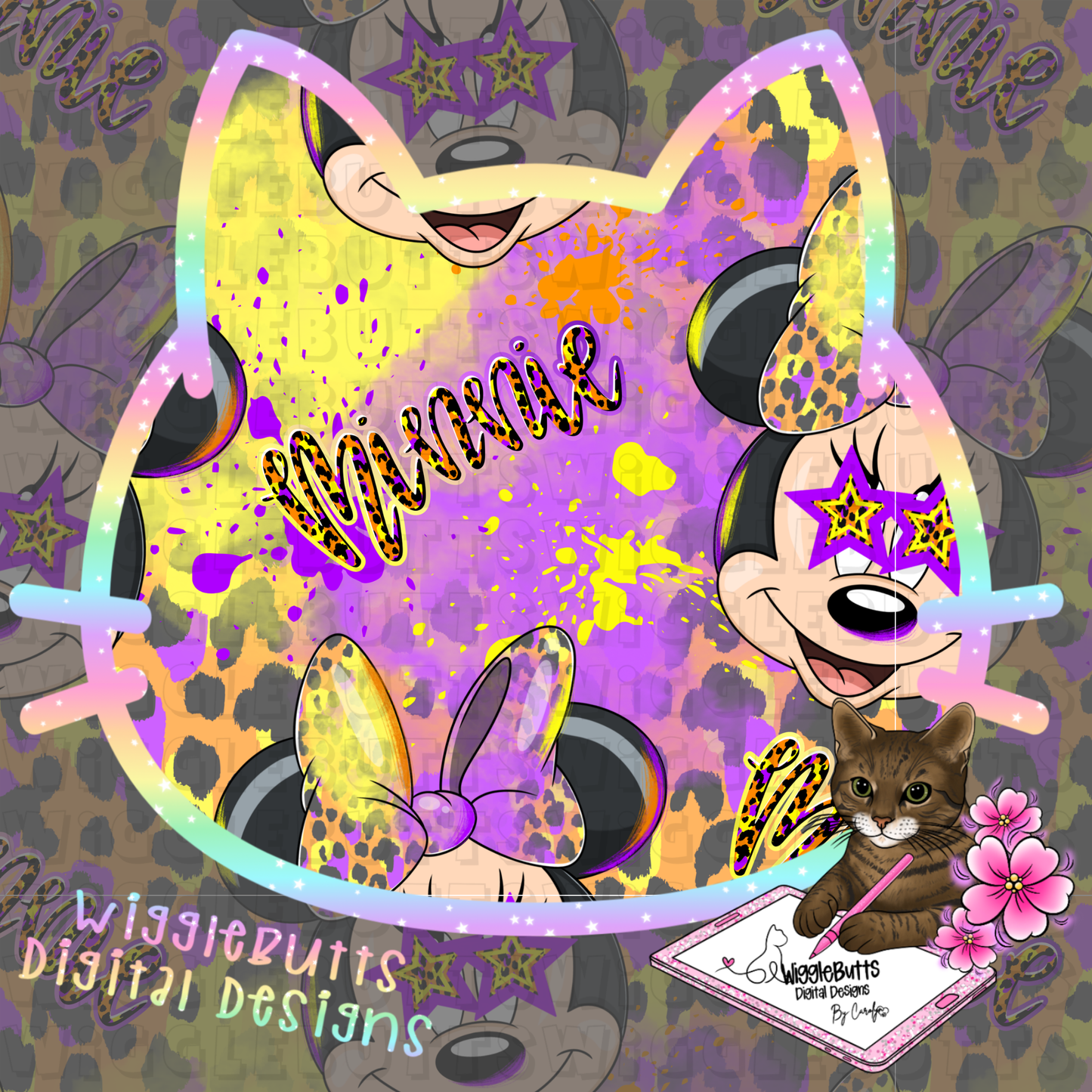 Mouse and Friends Girl Stars Seamless File PNG Design