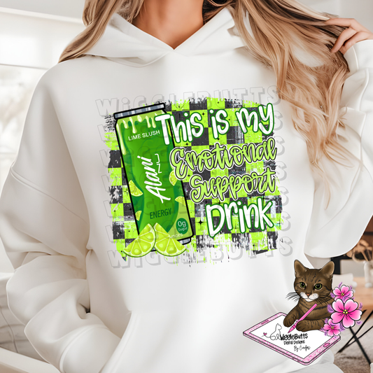 Energy Drink Lime Emotional Support Drink PNG Design