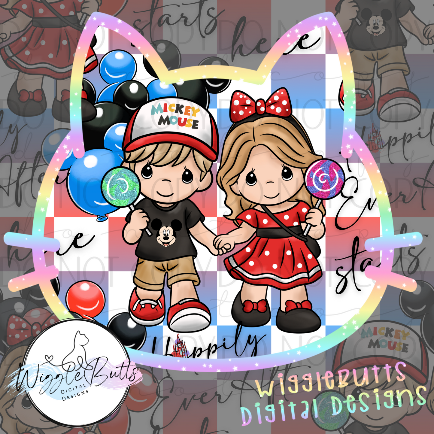 Precious Children Mouse and Friends Checkered Seamless File