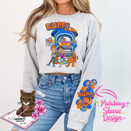 Blue and Orange Guy PNG Design and Matching PNG Sleeve Design