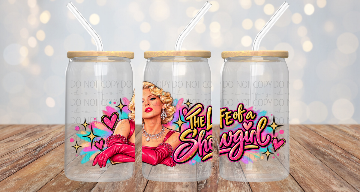 Pop Singer Country Singer Show Girl 16oz Cup/Jar Wrap PNG Design