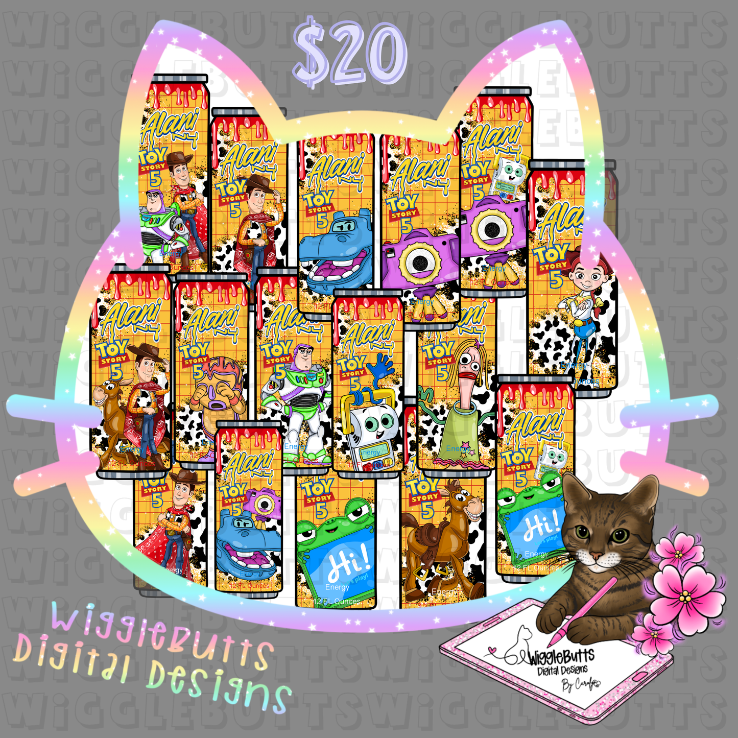 Toys Number 5 Energy Drink Cans ClipArt Bundle