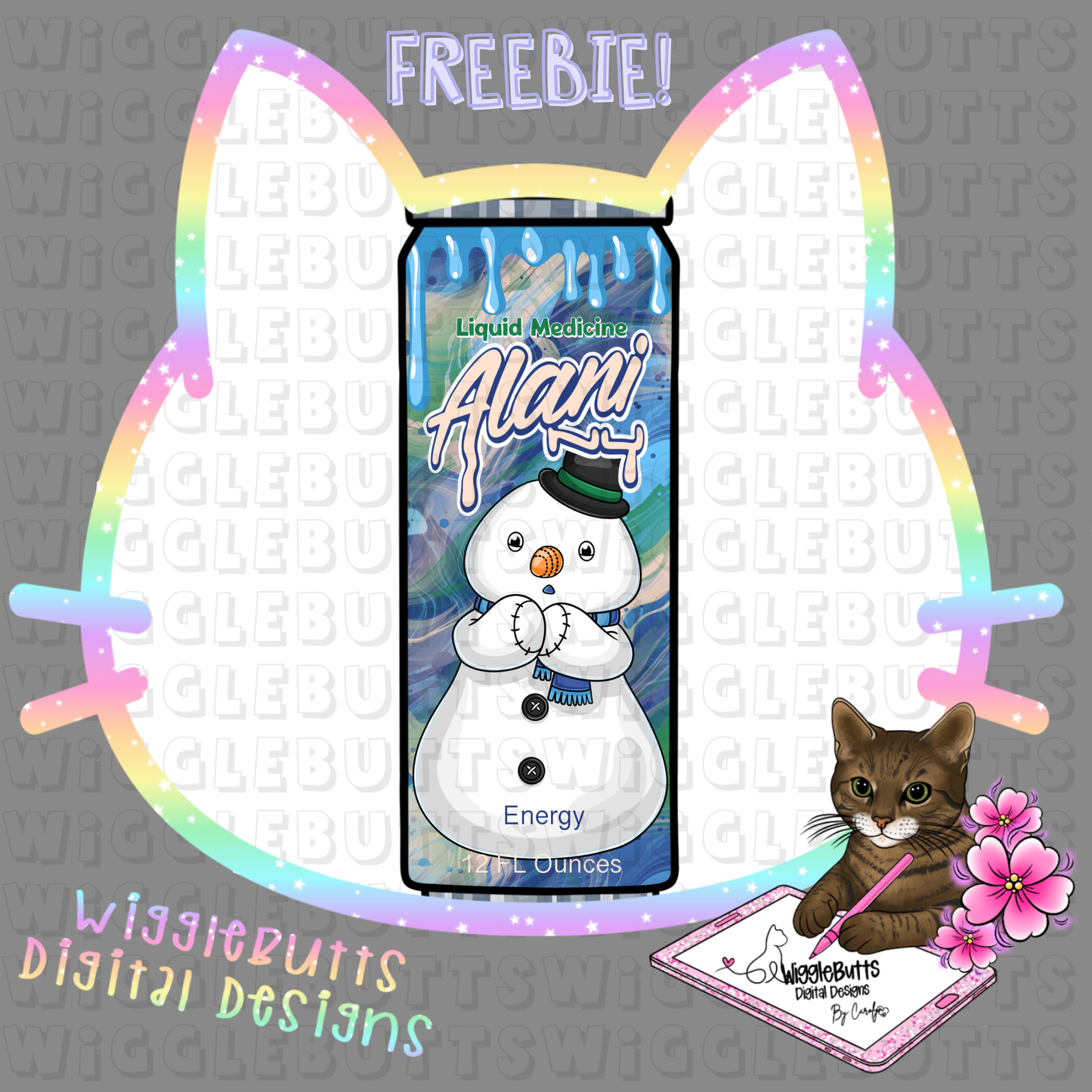 Little Animal Doctor Snowman Energy Drink Can ClipArt Piece